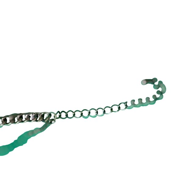 W Necklace Earring Set Triangle Pendants Geometric Design Double Chain Gold-Tone - Picture 12 of 14